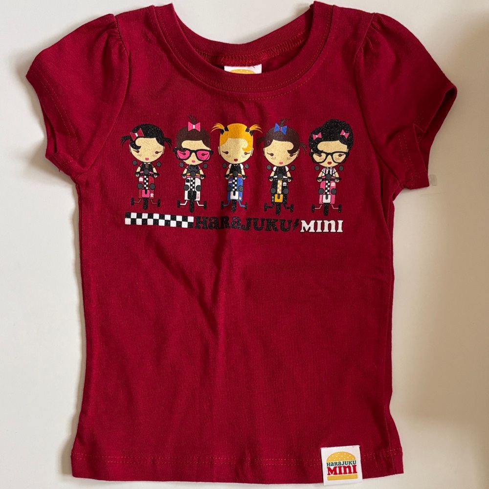New HARAJUKU Mini Red Short Sleeve Graphic Tee Girls 2T Vintage